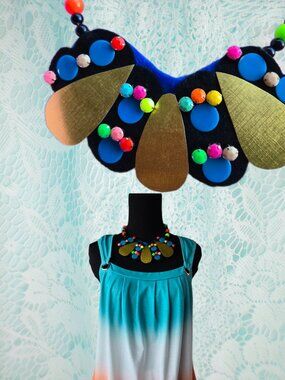 Colorful Felt and Rainbow Gem Necklace Artsy